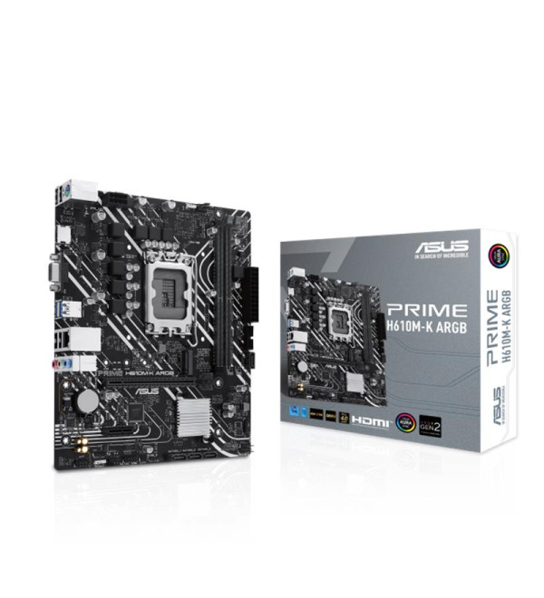 ASUS PRIME H610M-K ARGB DDR5 5600MHZ 1XVGA 1XHDMI 1XM.2 USB 3.2 MATX 1700P (13. VE 12.NESİL İŞLEMCİ İLE UYUMLU)