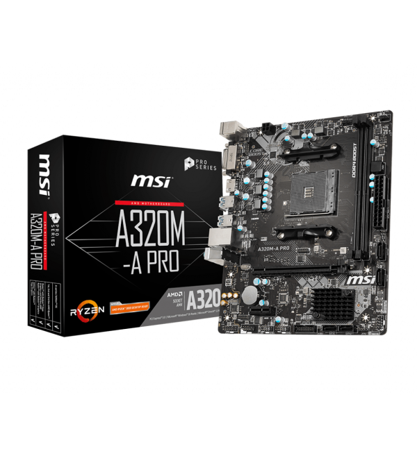 MSI A320M-A PRO DDR4 3200MHZ 1XHDMI 1XDVI USB 3.2 MATX AM4