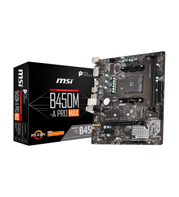 MSI B450M-A PRO MAX DDR4 4133MHZ 1XHDMI 1XDVI M.2 MATX AM4 (1.,2.,3. NESİL AMD UYUMLU)