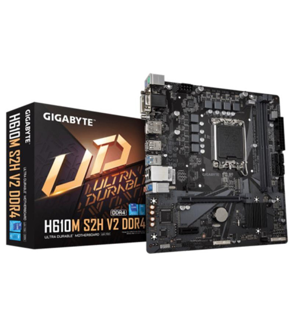 GIGABYTE H610M-S2H-V2-DDR4 3200MHZ 1XVGA 1XHDMI 1XDP 1XDVI 1XM.2 USB 3.2 MATX 1700P (13. VE 12.NESİL İŞLEMCİ UYUMLU)