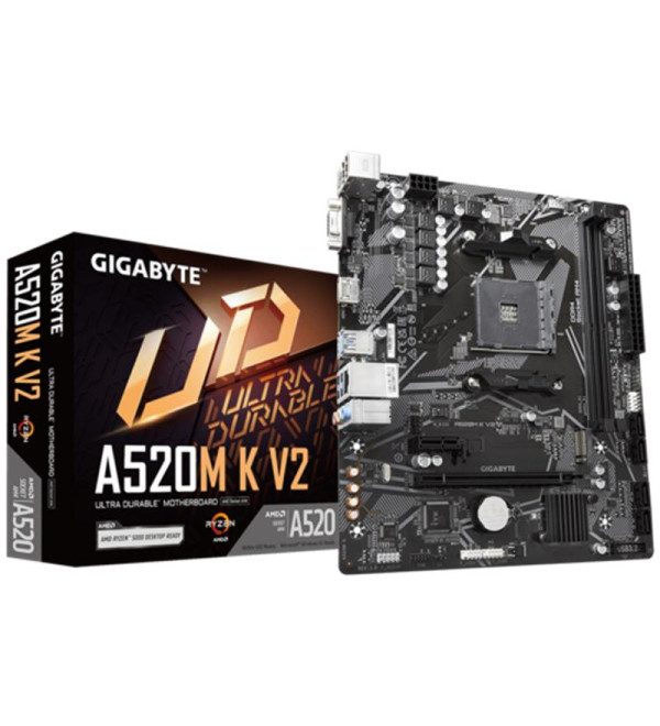 GIGABYTE A520M-K V2 1.0 DDR4 5100MHZ 1XVGA 1XHDMI 1XM.2 USB 3.2 MATX AM4 (AMD 5000,5000-G VE 4000-G SERİSİ İLE UYUMLU)