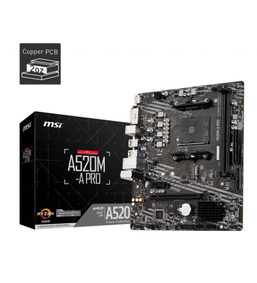 MSI A520M-A PRO DDR4 3200MHZ 1XHDMI 1XDVI 1XM.2 USB 3.2 MATX AM4 (AMD 5000 VE 3000 SERİSİ İŞLEMCİ UYUMLU) MSI A520M-A PRO DDR4 3200MHZ 1XHDMI 1XDVI 1XM.2 USB 3.2 MATX AM4 (AMD 5000 VE 3000 SERİSİ İŞLEMCİ UYUMLU)