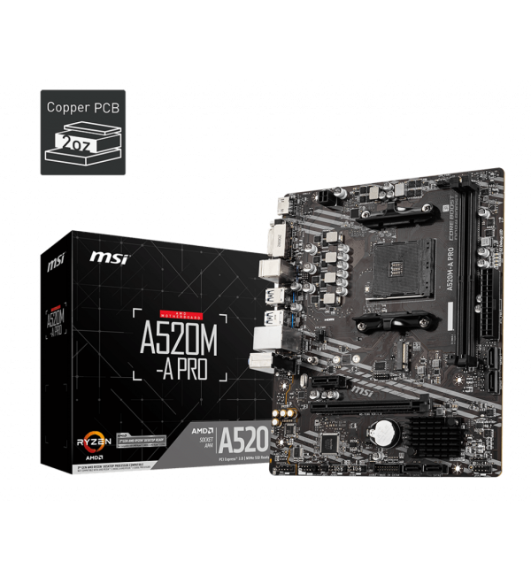MSI A520M-A PRO DDR4 3200MHZ 1XHDMI 1XDVI 1XM.2 USB 3.2 MATX AM4 (AMD 5000 VE 3000 SERİSİ İŞLEMCİ UYUMLU)