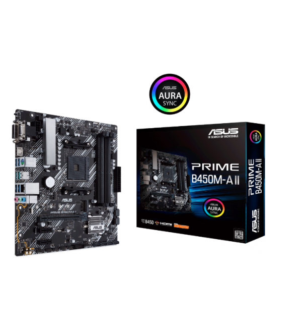 ASUS PRIME B450M-A II DDR4 4400MHZ 1XVGA 1XHDMI 1XDVI 1XM.2 USB 3.2 MATX AM4 (1.,2. VE 3.NESİL İŞLEMCİ UYUMLU)