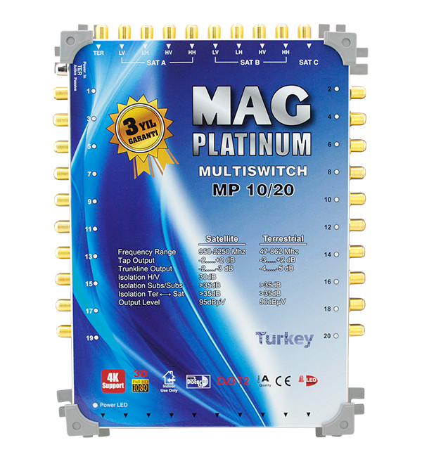 MAG Platinum 10-20 Kaskatlı Uydu Santrali - Tek Çanak Girişli